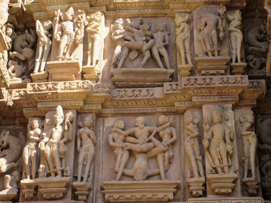 Detailed carvings on the exterior of the temples. 