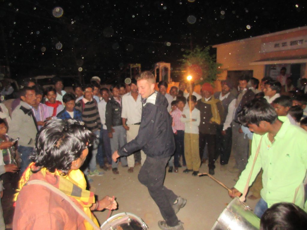 Dancing in honor of the Indian wedding. I was thrown into the center of the crowd, so I did my best to entertain the guests with my dance moves.