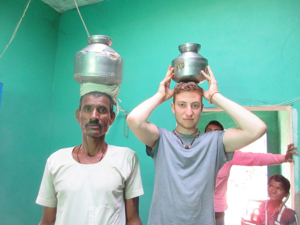 Kuldeep’s brother-in-law teaching me how they balance vases filled with water on their heads.