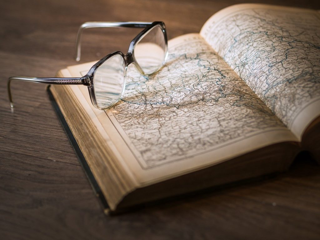 Researching maps in a book